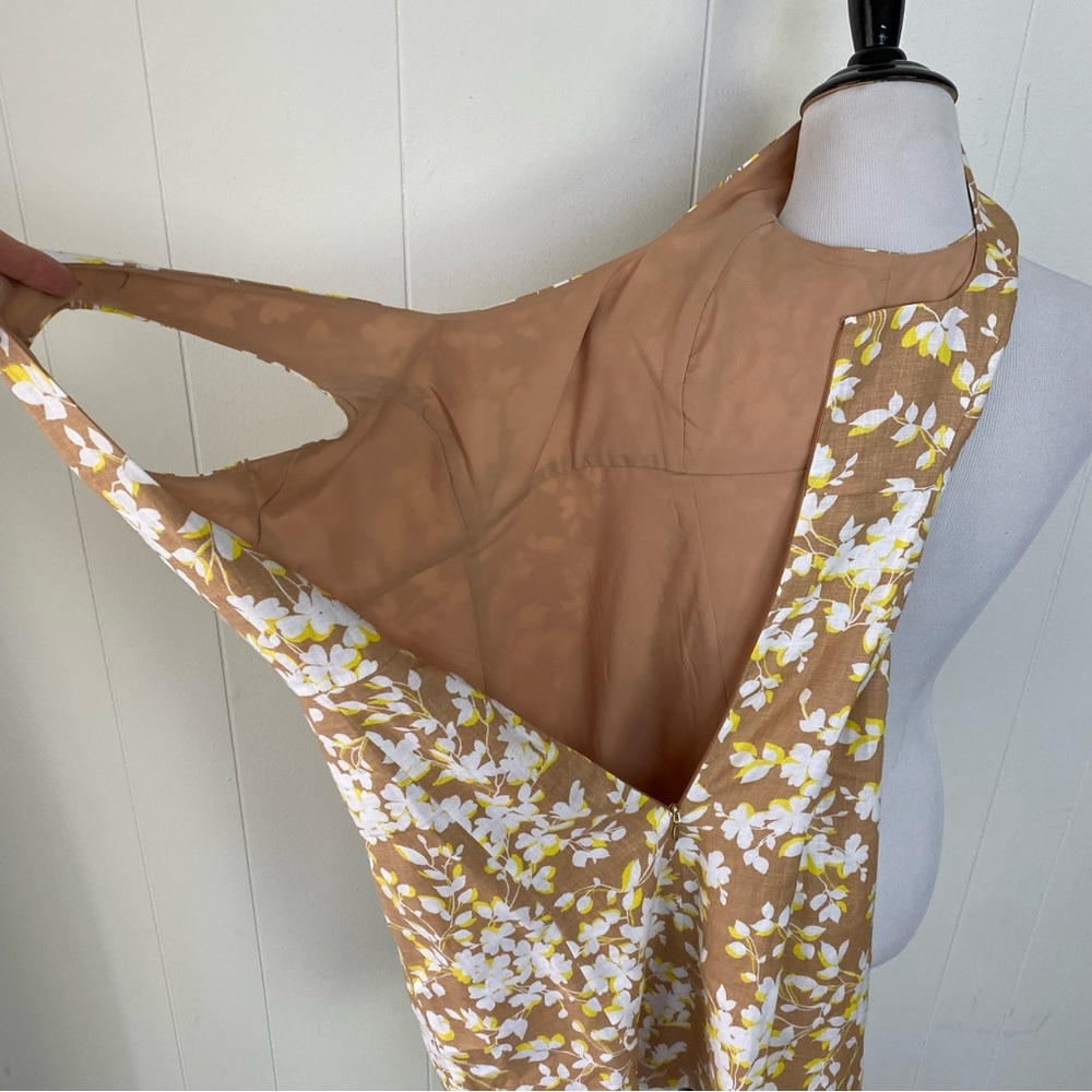 Draper James Brown White Yellow Floral Sleeveless Mini Dress size 0 - Picture 6 of 10